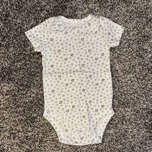Carters Brand White Star Print Short Sleeve Bodysuit